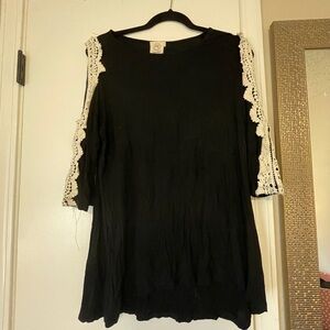 Elegant Black Blouse with Lace Trim